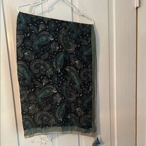 Paisley Print Square Scarf with 4 Tassels~ 39” Lightweight Dark Romantic Fairy